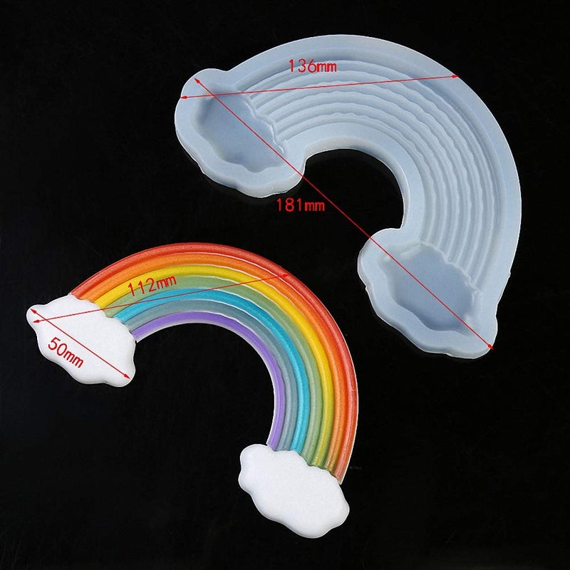 HiParty Large Size Rainbow Cake Fondant Mold, Rainbow with 2 Clouds Silicone Mold for Chocolate Gum Paste Sugar Craft Cake Topper Decoration Polymer Clay Epoxy Resin Baby Shower Party Supplies - Image 2